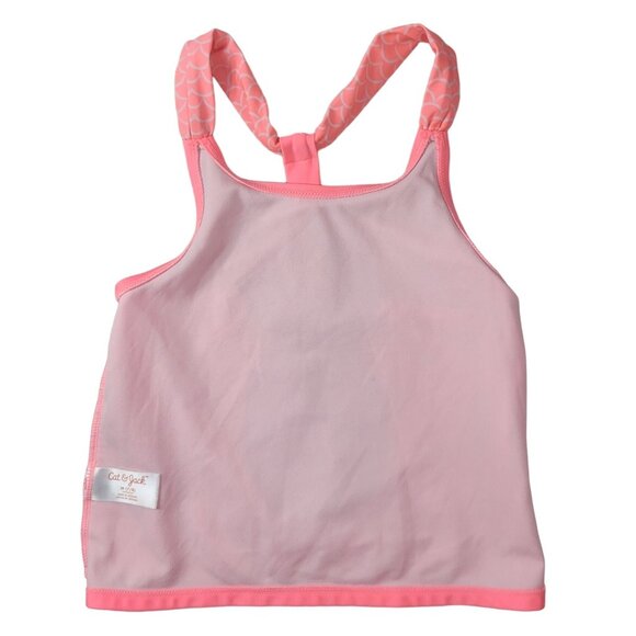 2/$15 Cat & Jack 2 PC Tankini Swimsuit Pink Gold SZ 7 Medium Racerback Pineapple - Picture 5 of 14